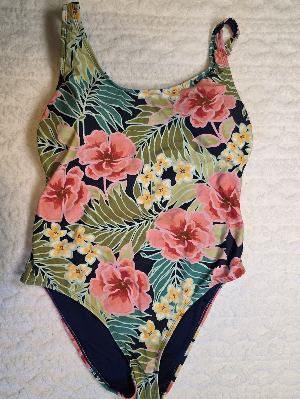 Hurley Floral One Piece Swimsuit XL Tropical Pink Navy